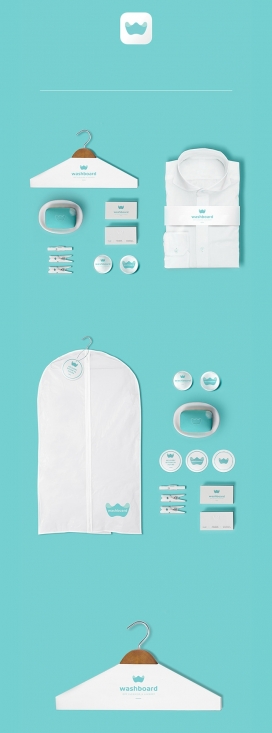 Washboard Branding干洗公司品牌设计-简单干净的抽象标志