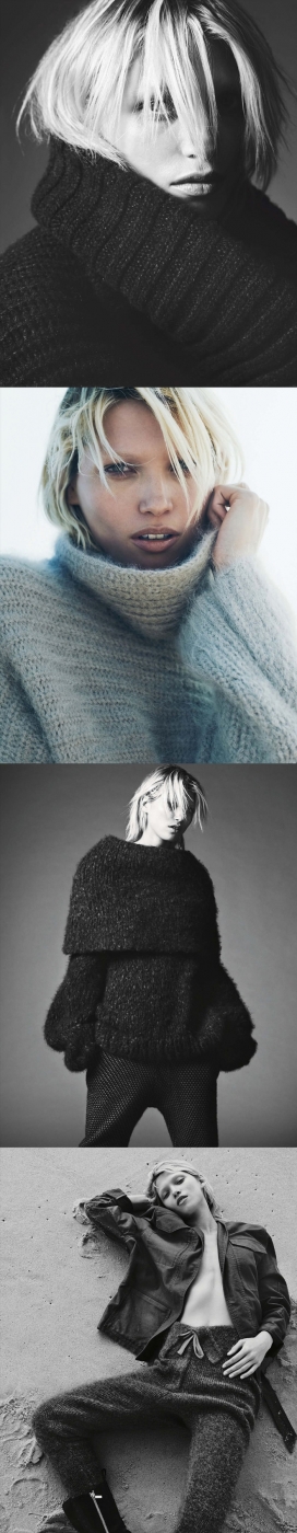 Vogue德国-温暖舒适感性的凯蒂莫斯曼-懒散的风格造型人像