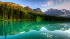 高清晰加拿大优鹤湖倒影美景