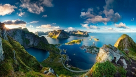 高清晰挪威群山群岛海壁纸