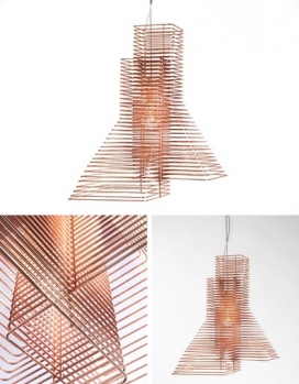 GROWN-铜导线光节奏吊灯设计
