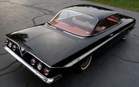 高清晰1961年黑色雪佛兰黑斑羚复古老爷车壁纸