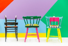 五颜六色的非洲织物椅子凳子设计-灵感来自于非洲尼日利亚的传统面料