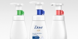 DOVE多芬洁面泡沫包装设计-外观令人耳目一新的女人味和清脆，干净的白色非常适合沐浴和护肤品行业