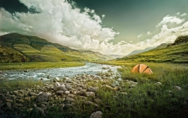 绿色露营的帐篷