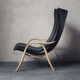 丹麦家具品牌设计的木质皮革弯曲木框架U形腿椅子