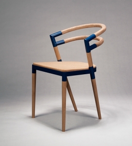 An Assembled Chair-樱桃木椅子设计-重新诠释餐厅传统的北欧椅，避免被困在椅子和桌子之间的感觉，温暖的材料，创造了一个真正舒适的座位。