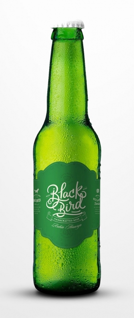 Black Bird-德国古典样式的绿啤标签包装设计，是一款全手工制作的产品