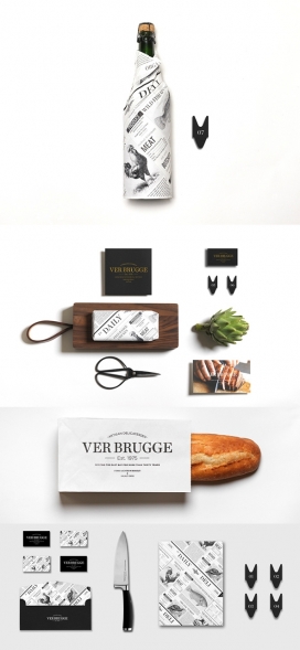 Ver Brugge-美食餐馆品牌设计-把黑白报子发挥得极致