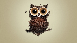 咖啡豆猫头鹰壁纸
