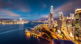 香港海港的灯光夜景