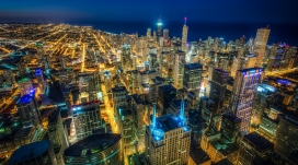 芝加哥摩天大楼夜景