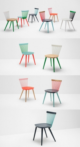 限量版WW五彩椅子-采用普通橡木和染黑橡木为材料，大胆的色彩方式展示，体现现代和传统风格
