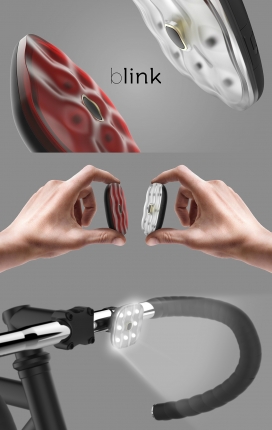 Blink自行车USB充电眨眼刹车灯设计-是一对前后自行车灯，方便携带灯。