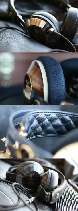 Gibson headphones吉布森木制部件耳机设计-采用皮革和金属结合设计