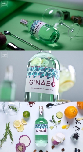 Ginabo-杜松子酒包装设计-呈现了萝卜的美味，结合其他浆果和草药丰富了一个卓越和独特的消费体验