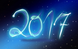 2017蓝色荧光新年字设计