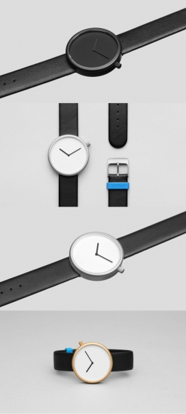 丹麦手表品牌Bulbul推出的极简矿石手表-蓝宝石玻璃后面有一个简单的圆形面，这种新风格表彰了公司的初步设计