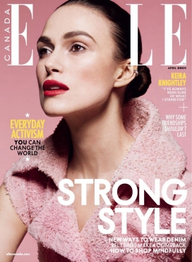 看起来很柔和的英国演员凯拉・奈特利-ELLE加拿大-穿着粉红色的香奈儿（Chanel）外观，还有来自法国时装屋的耳环，粗花呢和奢华配饰，看起来非常优雅