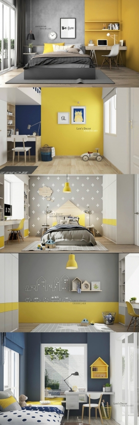 让你眼前一亮的儿童宝宝房-明亮黄颜色装饰的儿童房
