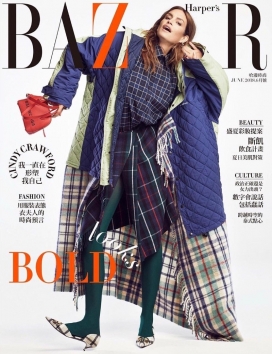 辛迪克劳馥-秋季格子布时装-Harper Bazaar中国台湾