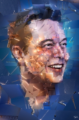 Elon Musk-埃隆・马斯克-马赛克拼图肖像插画