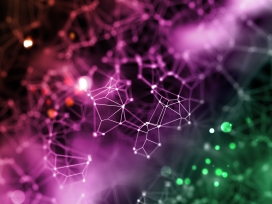 绿紫菱形状网络科技图