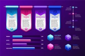 蓝紫精致的3D信息图表素材