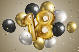 庆祝18岁生日的氢气球