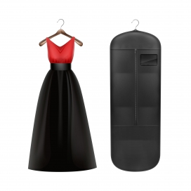 时尚女性黑红渐变礼服素材