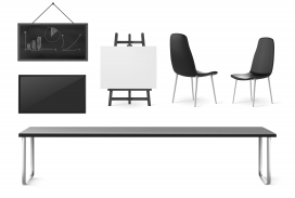 简洁黑板椅子桌子素材