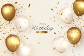 生日快乐-金色气球素材下载