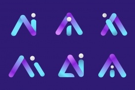 蓝紫色AI字体字母LOGO设计