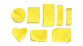 黄色多形状的便签纸素材下载