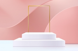 粉红白色台阶几何拱形素材下载