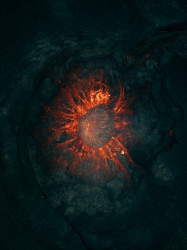 圆形火山岩浆图