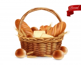 篮子中的鸡蛋面包素材下载