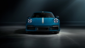 蓝色Porsche 992 Turbo S轿跑车