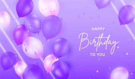 粉红色紫色氢气球生日快乐素材下载