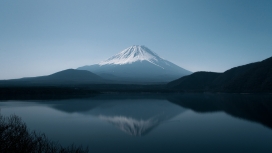 富士山湖泊倒影风景图