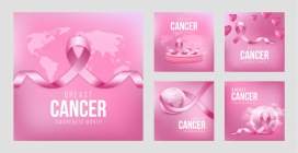 粉红色的乳腺癌意识月海报素材下载