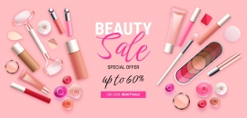 粉红色时尚女性化妆品产品素材下载