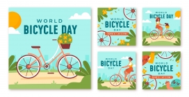 卡通绿色自行车低碳出行素材下载