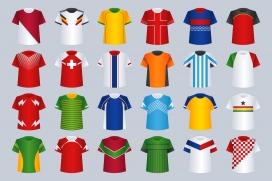 卡通世界杯足球运动球衣素材下载