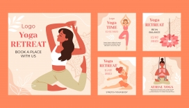 卡通印度风瑜伽锻炼海报素材下载