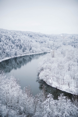 冬季森林小河图片