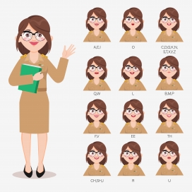 卡通戴眼镜的女教师头像素材下载