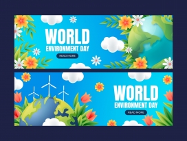 逼真的世界环境日庆祝活动水平横幅模板