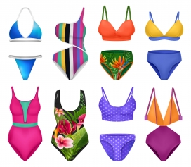 夏季热带女性泳衣泳装服饰素材下载