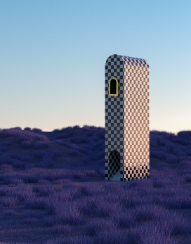 紫色薰衣草的瞭望塔